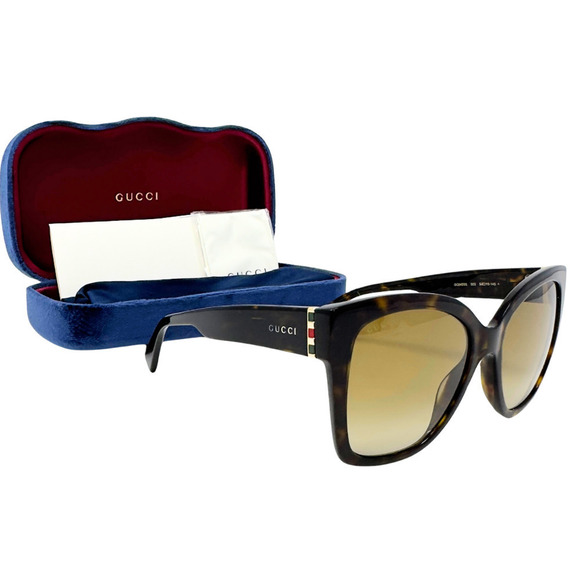 NWOT‎ Gucci LOGO Red Green Ophidia Oversize Square Sunglasses Brown Lenses - Picture 5 of 14